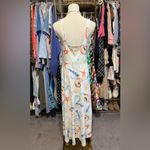 CHAPS  seashell print midi dress with a lace-up bodice. Photo 3