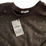 ZARA  Women's Brown Studded Crewneck Sweater Photo 8