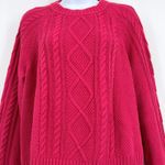 Gap Classic Cable Knit Fisherman Sweater Cable Knit Red Women XL Cotton Pullover Photo 2