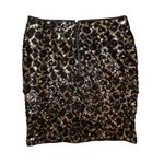 Cache ’ Sequin Mini Skirt Women Small Black & Gold Leopard, Animal Print Party Photo 3