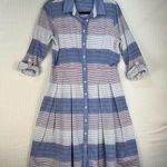 Tommy Hilfiger Long-Sleeve Blue/White Stripe Shirt Dress Size 8 Button Front Photo 0