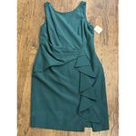 Marina Boat Neck Ruffled Sheath Dress Emerald‎ Green Size 16 Cocktail Photo 2