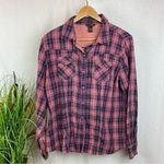 Bit & Bridle  Pink & Blue Pearl Snap Long Sleeve Rodeo Plaid Gingham Top L Photo 1