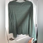 Sanifer Dark Olive Green Elongated Blouse Trimmed in White Lace Photo 5