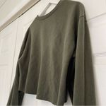 ZARA  women’s dark green cropped crew neck sweatshirt size medium Photo 4