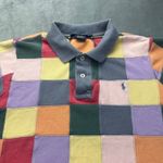 Ralph Lauren Vtg  Patchwork Polo Shirt Multicolored Slim Fit Women's Size Large Photo 2