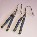 Vintage Boho Dangling Beaded Tribal Western Pierced Earrings Blue Photo 3