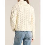 Z Supply Z‎ Supply Womens Cream Cable Knit Turtleneck Long Sleeve Sweater Photo 1