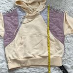 BLANK NYC  women’s Peach & Purple Patchwork French Terry Hooded Sweatshirt size S Photo 6