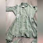 ZARA  The Zoe Dress Green Striped‎ Tie Front Mini Button Down Shirt Dress Size XS Photo 9