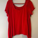 Torrid  Tee Red Scoop Neck Lace Inset w/ Cut Out Back Sz 1 (1X) EUC Photo 6