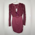 Haute Monde Chic  Burgundy Crochet Lace Bodycon Dress Long Sleeve Size Small 33” Photo 10