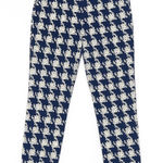ZARA Basic Navy Houndstooth Slim Ankle Pants | Y2K Preppy Workwear Trousers L Photo 0
