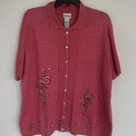 Napa Studio Pointelle Knit Floral Embroidered Cottagecore Vintage Sweater XL Photo 0