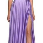 La Femme  Sleeveless Satin Gown in Lavender Size US 2 Photo 0