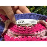 ZARA  Pink Blue Cream Crochet Crop Top Size Small Photo 5