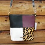 NWT Black White Crossbody Leather Bag Black Photo 6