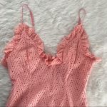 C/MEO COLLECTIVE  Eyelet Mini Dress Spaghetti Strap Cotton Ruffle Peach Large New Photo 5