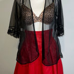 Women's Vintage Shortsleeve Black Sheer Robe M Size M Photo 0