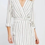 Free Country Striped Wrap Dress - White and Black/Burgundy size Medium Photo 0