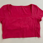 Aerie Offline by Real Me Square Neck Crop Top Hot Pink Size L Photo 0