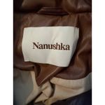 NANUSHKA Vegan Leather Hide Puffer Jacket Dark Brown Patchwork Small Photo 3