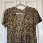 ZARA Brown Floral Midi Dress Short Sleeves Lightweight Summer Tiered Photo 2