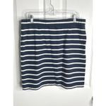 J. McLaughlin Pull On Striped Cotton Knit Mini Skirt Navy White Large Preppy Photo 4