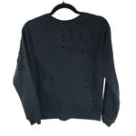 Black Orchid  Womens Sweatshirt Distressed Zip Sides Crew Neck Black XS Photo 1
