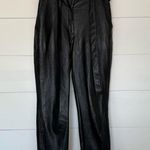 Babaton Aritzia  Women’s 6 Black Faux Vegan Leather Soft Pants Career Belted Photo 0