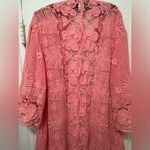 MIGUELINA Revolve Pink Scalloped Lace Crochet Pink Cover Up Small Beach Resort Photo 3