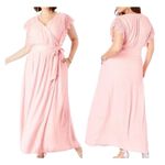 NWT Roaman’s Wrap Maxi Dress Lace Sleeves Size 12W Blush Pink Photo 9
