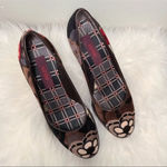 KENZO Women's Suede Floral Print Vintage Boho Brown Heels 37 Red Size 6 Photo 4