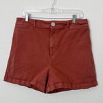 Loft [] Rust Red Welt Pocket High Rise Denim Shorts Flat Front Stretch Size 31 12 Photo 1