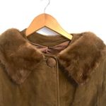 Vintage Leather & Mink Collar Coat Nubuck Coat Size M Photo 3