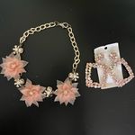 Neutral Flower & Gems Necklace .. Time And Tru Brand with statement earrings Photo 7