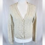 American Eagle AE Cropped Button-Up Cardigan Knit Sweater Woman’s Size S Cream Ivory Photo 1