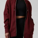 Athleta  Red Fleece Oversized Cozy Karma Full Zip Jacket Hooded Photo 0