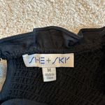 She & Sky Black Boutique Long Sleeve Smocked Top Photo 2