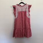 J. Marie Women’s The Andy Ruffle Neck Dress in Gingham Red White Large Photo 6