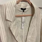 Drew NWT  Linen Blend Lagenlook Narrow Stripe Blazer Jacket | Ivory/Black | Large Photo 5