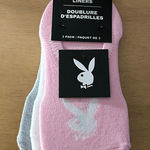 Playboy New Women’s 3pk Pink White Gray Ankle No Show Sneakers Socks Liners O/S Photo 0