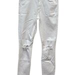 MOTHER Stunner Zip Ankle Step Fray Sz 27 White Jeans Little Miss Innocent #OP9 Photo 2