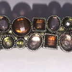MULTI COLOR BROWN LUCITE JEWELED METAL HAIR BARRETTE‎ Photo 0