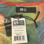 Iron fist NEW! Somewhere Rainbow Sheer Mesh Mini Dress Sequin Heart LARGE Pride Photo 5