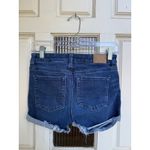 American Eagle  Midi Jean Shorts Button Fly Cuffed Raw Hem Size 2 Photo 1