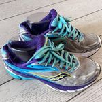 Saucony  Women's Ride 8 Sneaker Sz 7 Gray/Blue/Silver/Purple Power Grd Photo 2