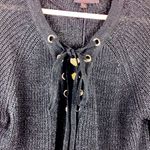 Love Tree  New Black Marbled Tie Neck Lace Up Long Sleeve Sweater A121 Photo 6