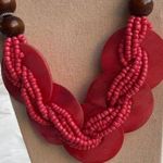 Vintage Estate Pink Wood Bead Seed Statement Necklace Pink Round Light Weight Photo 1