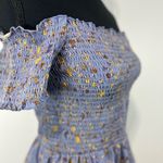 American Eagle Smocked Off-Shoulder Cropped Top Women’s Sz S Floral Periwinkle Photo 2